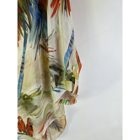 Milly Tropical Parrot Print Cotton Silk Shirt - Picture 3 of 10